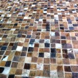 Vintage patchwork cow leather rug, 1970s