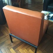 1970s lounge chair in faux leather and black steel