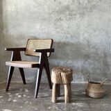 Brutalist stool in upcycled solid blond teak H:40 D:32