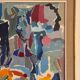 Tableau collage « le fouillis Bleu » signé