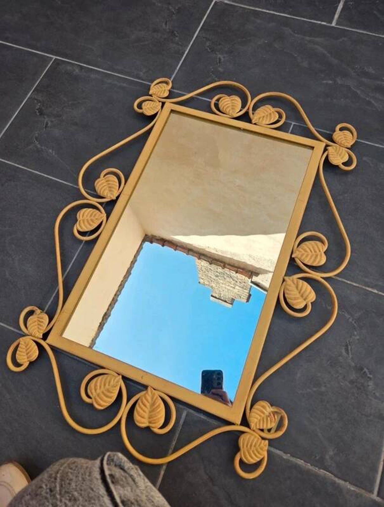 Vintage Art Deco wrought iron mirror