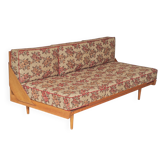 Canapé banquette dépliante lit Interier Praha 1960tissu motif floral 