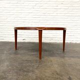 Mid Century Solid Teak Round Danish Coffee Table by John Boné for Mikael Laursen, 1970s.