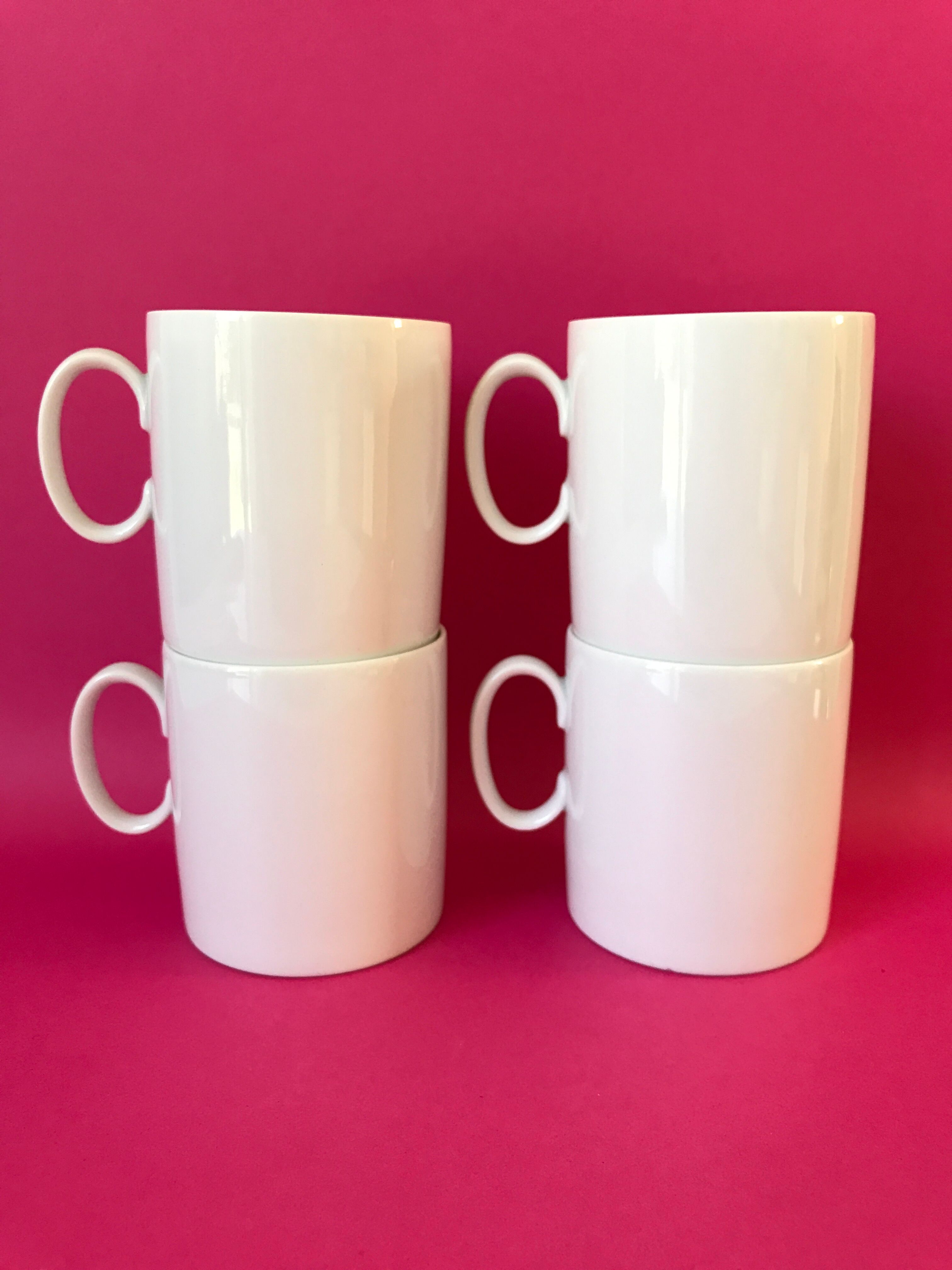 Set of 4 cups white porcelain coffee, 60s