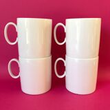 Set of 4 cups white porcelain coffee, 60s