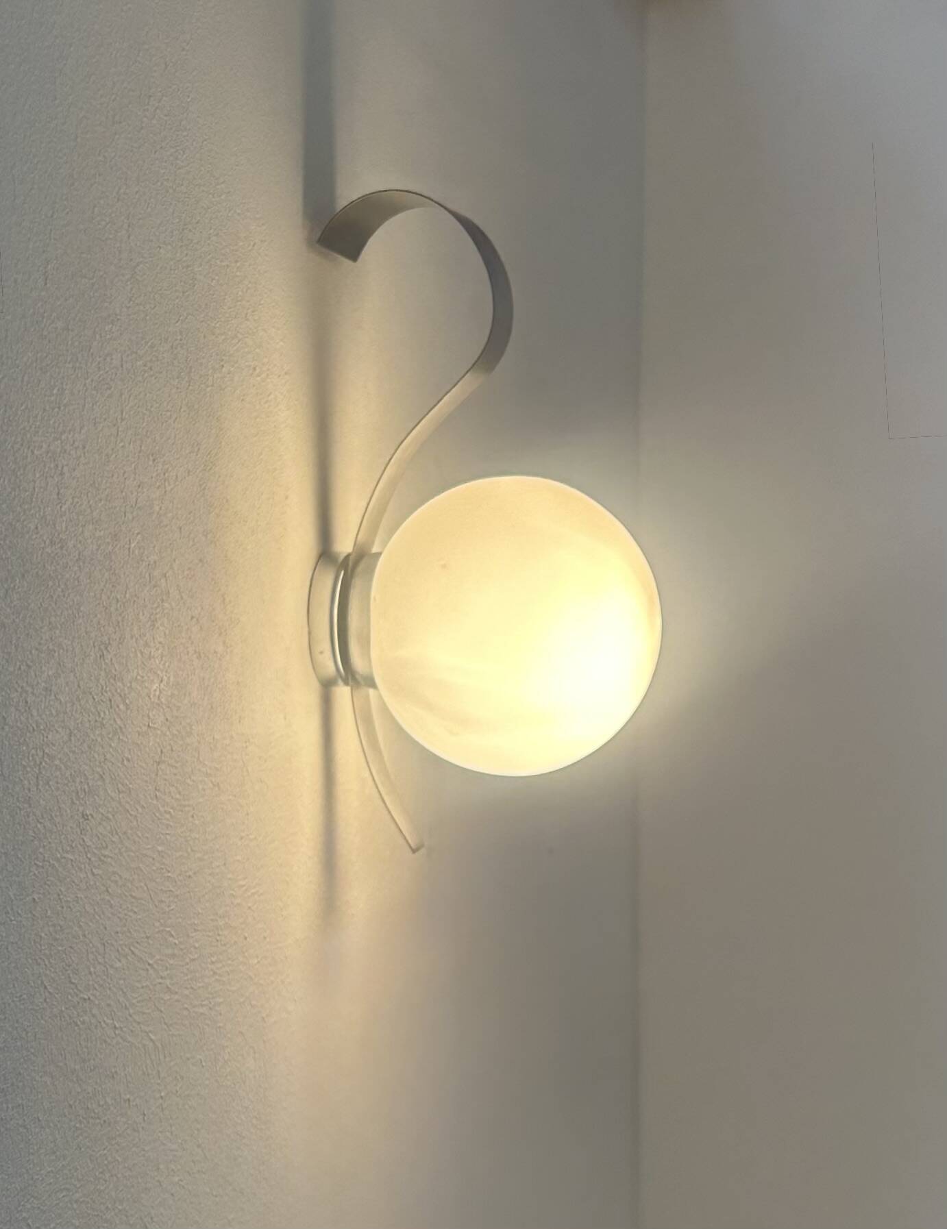 Vintage wall light, opaline glass and brushed metal, France, 1960