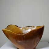 Large olive wood bowl Riviera brutalist craftsmanship circa 1950