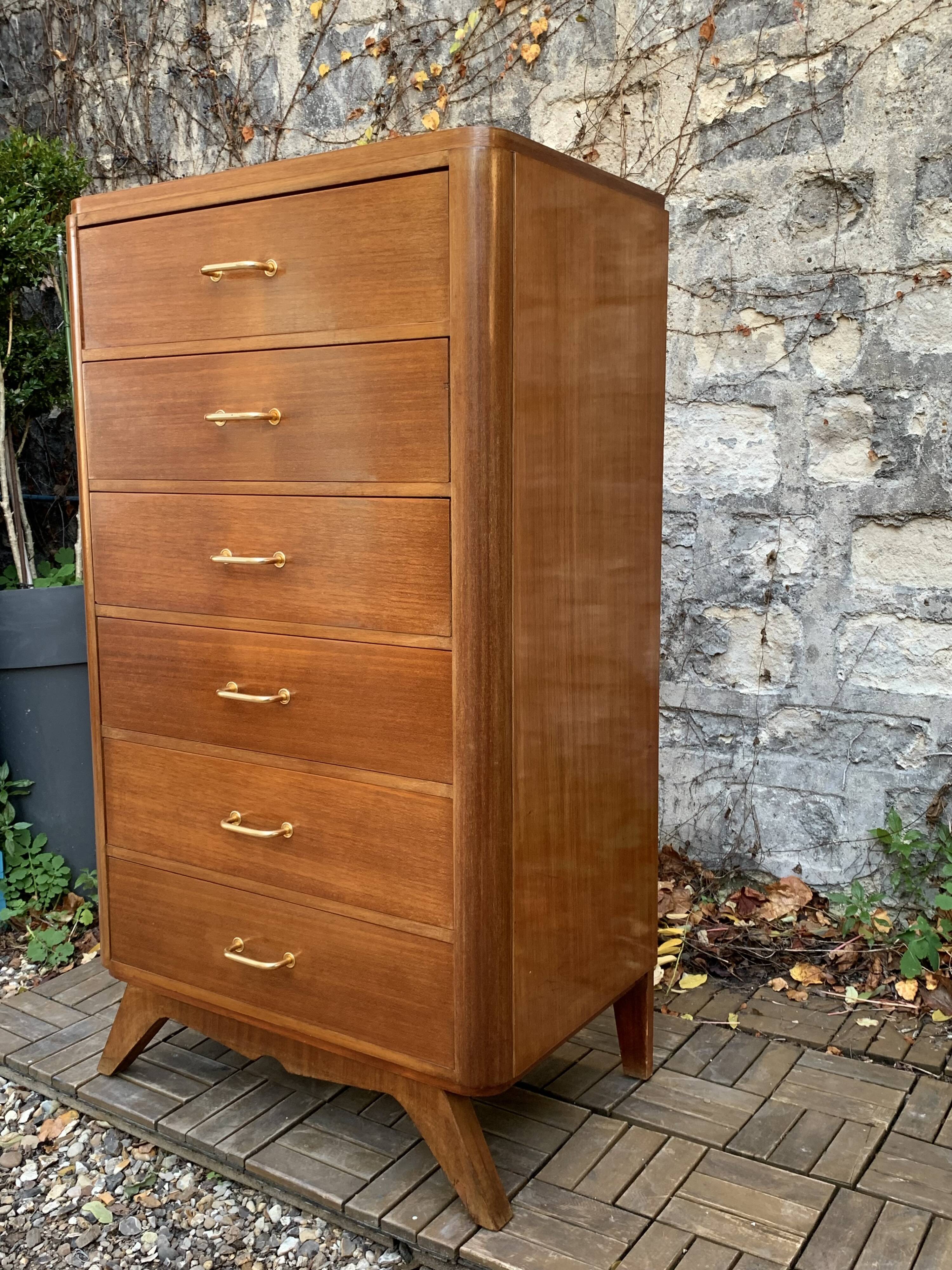 Vintage chest of drawers with compass feet 1960 H112
