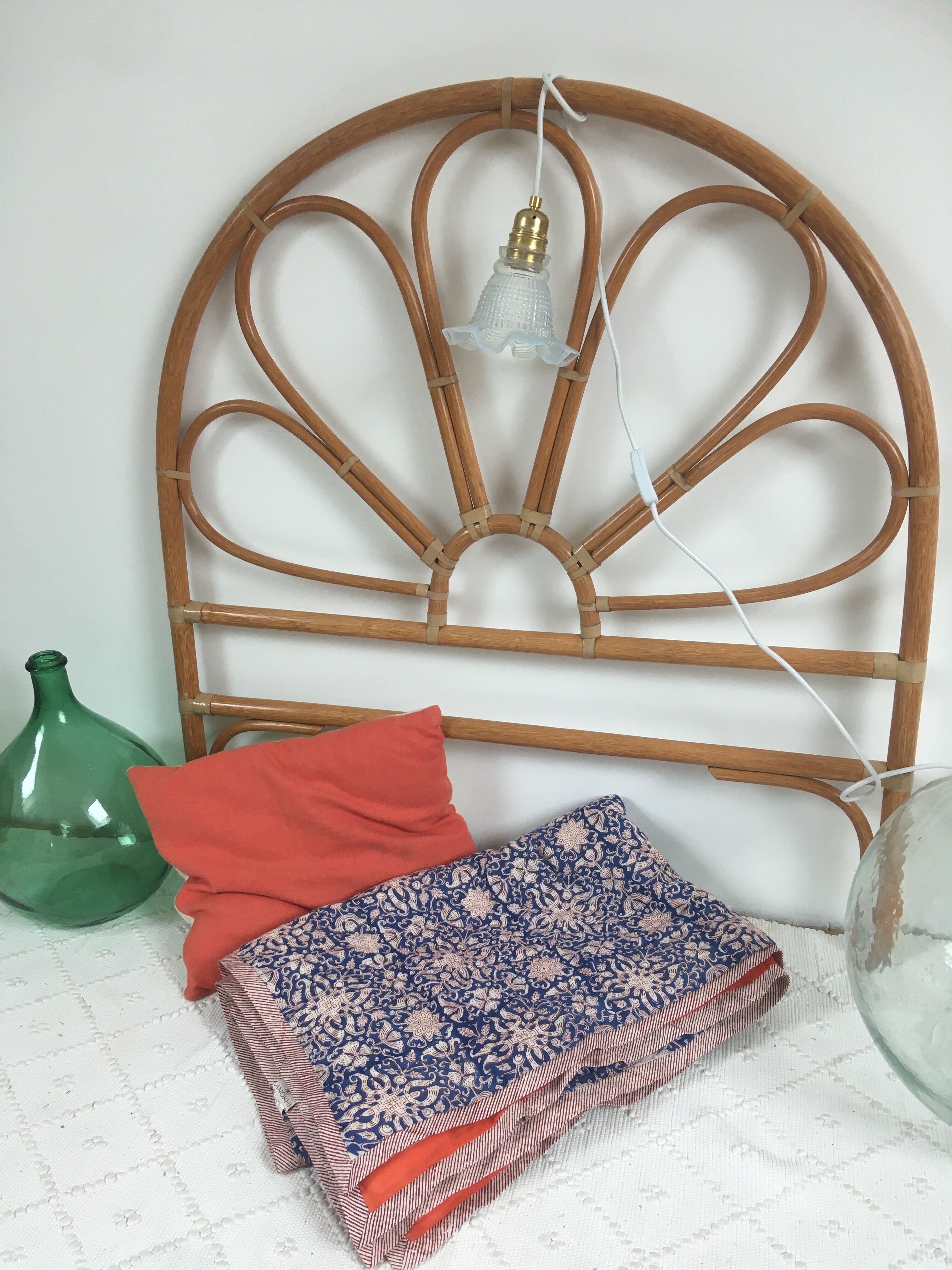 Vintage rattan headboard