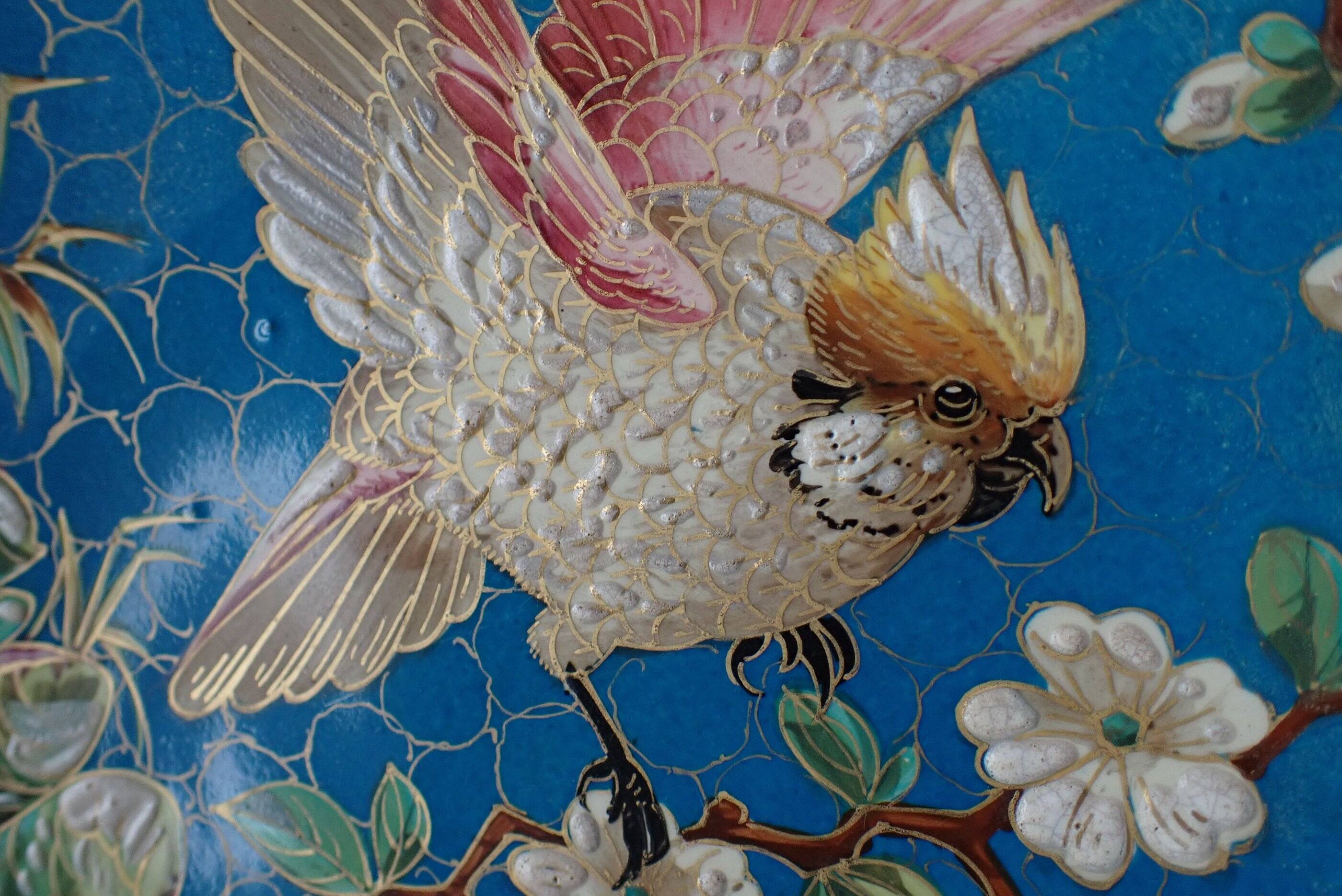 Exotic bird plate late 19th century - B & Cie Creil & Montereau
