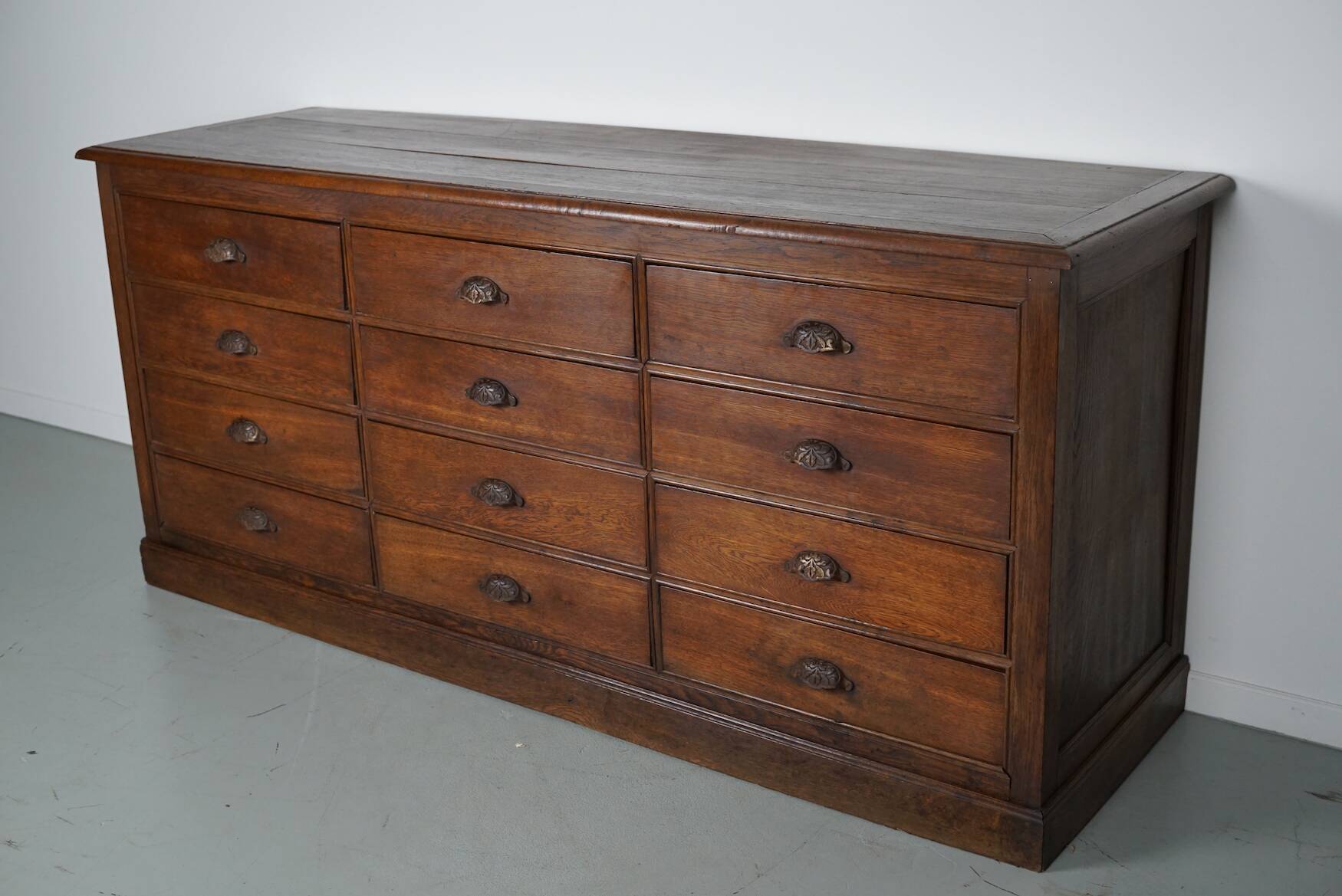Antique Oak Apothecary / Filing Cabinet, France, 19th Century