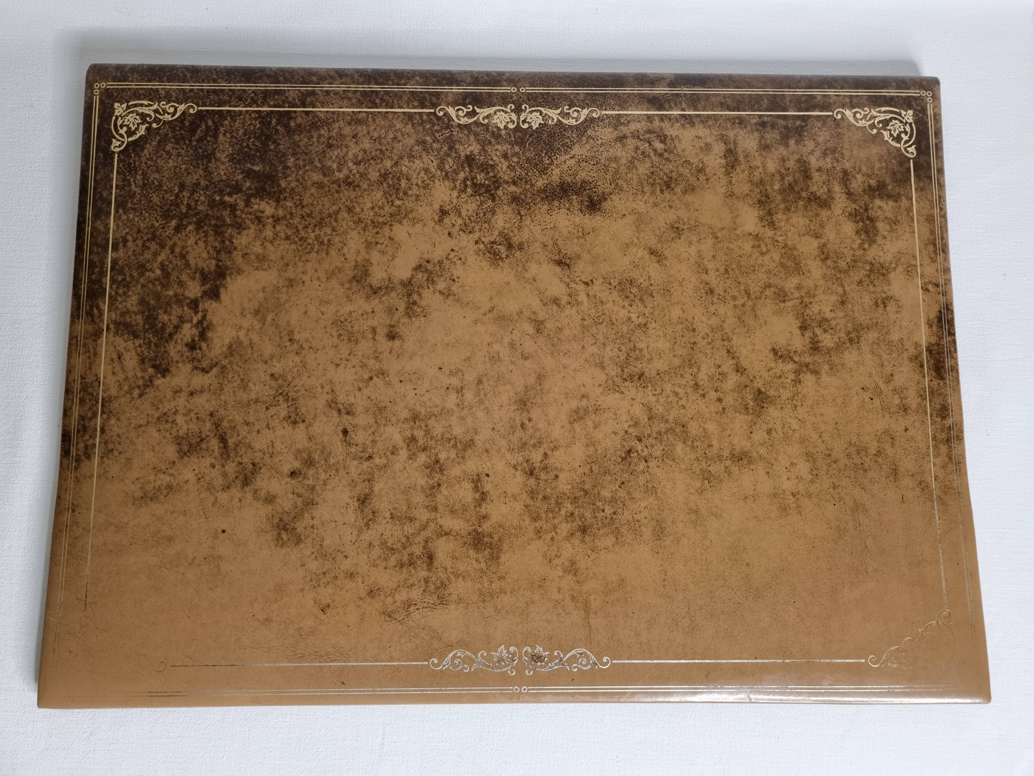 Leather desk pad, vintage office accessory, 50 cm