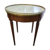Table basse bouillote plateau marbre blanc