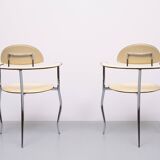 Arrben Chrome and Leather "Stiletto" Chairs, 1980s Italy