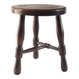 Turned wood tripod stool