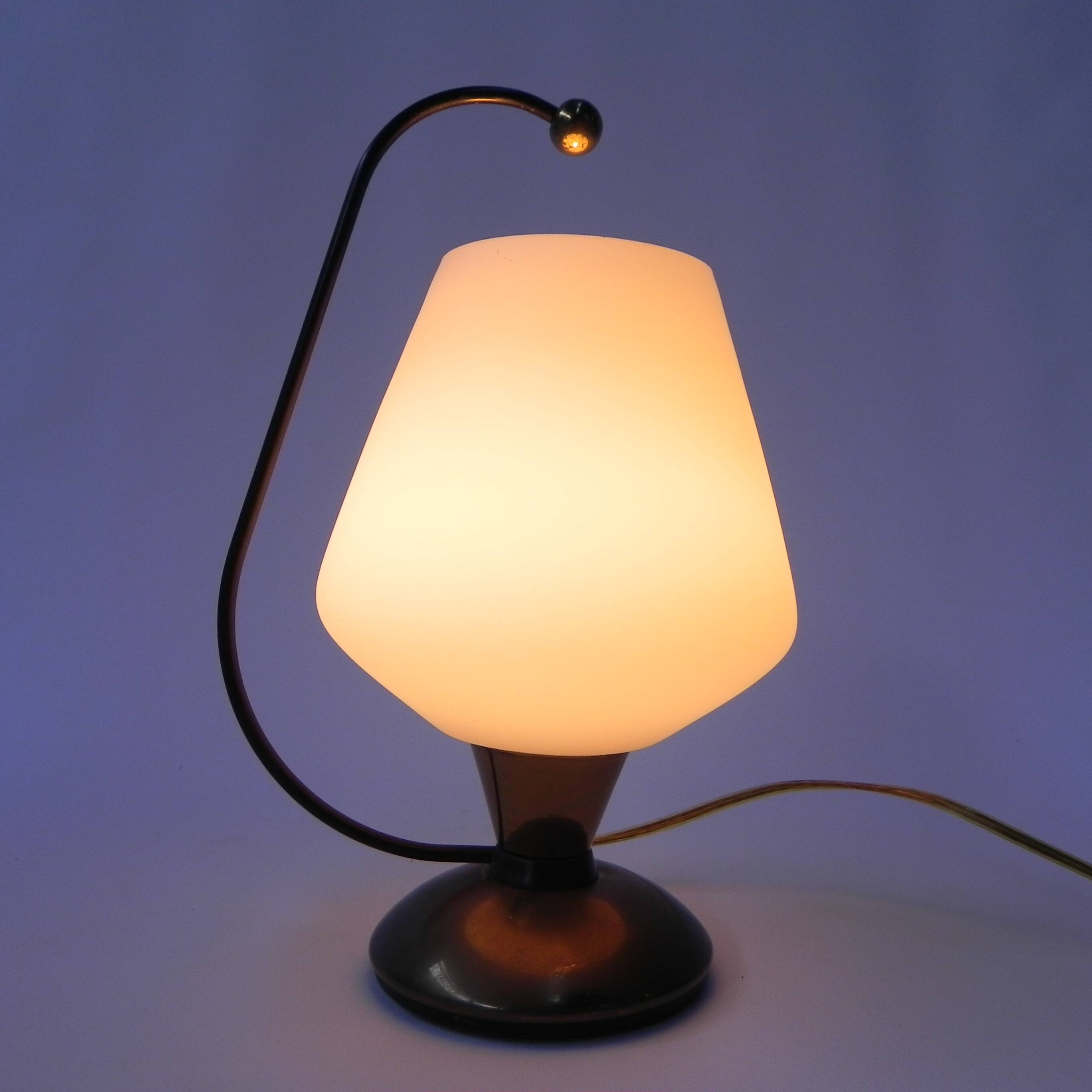 Vintage desk lamp with white glass shade