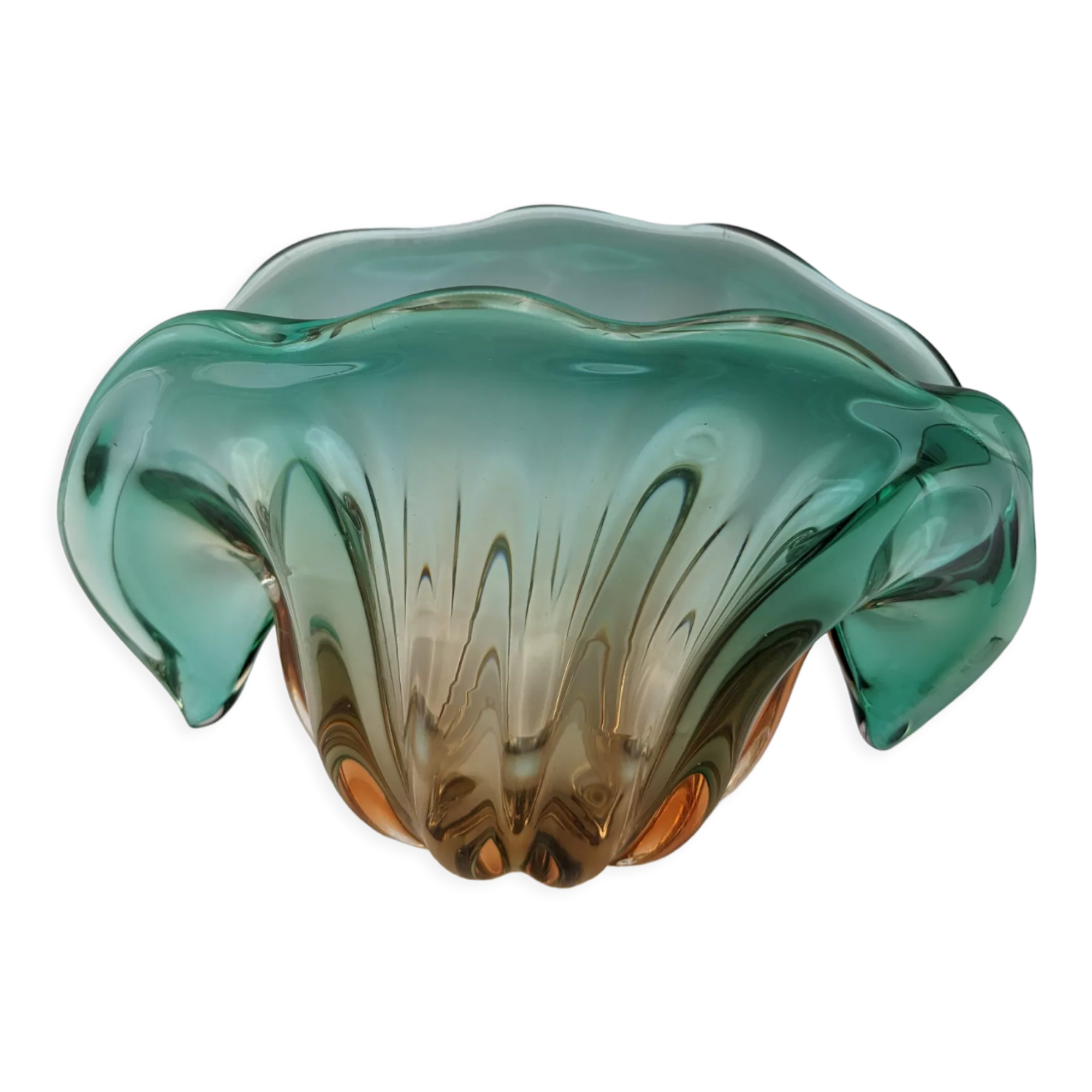 Vide-poche vase verre soufflé coquillage murano seguso bullicante