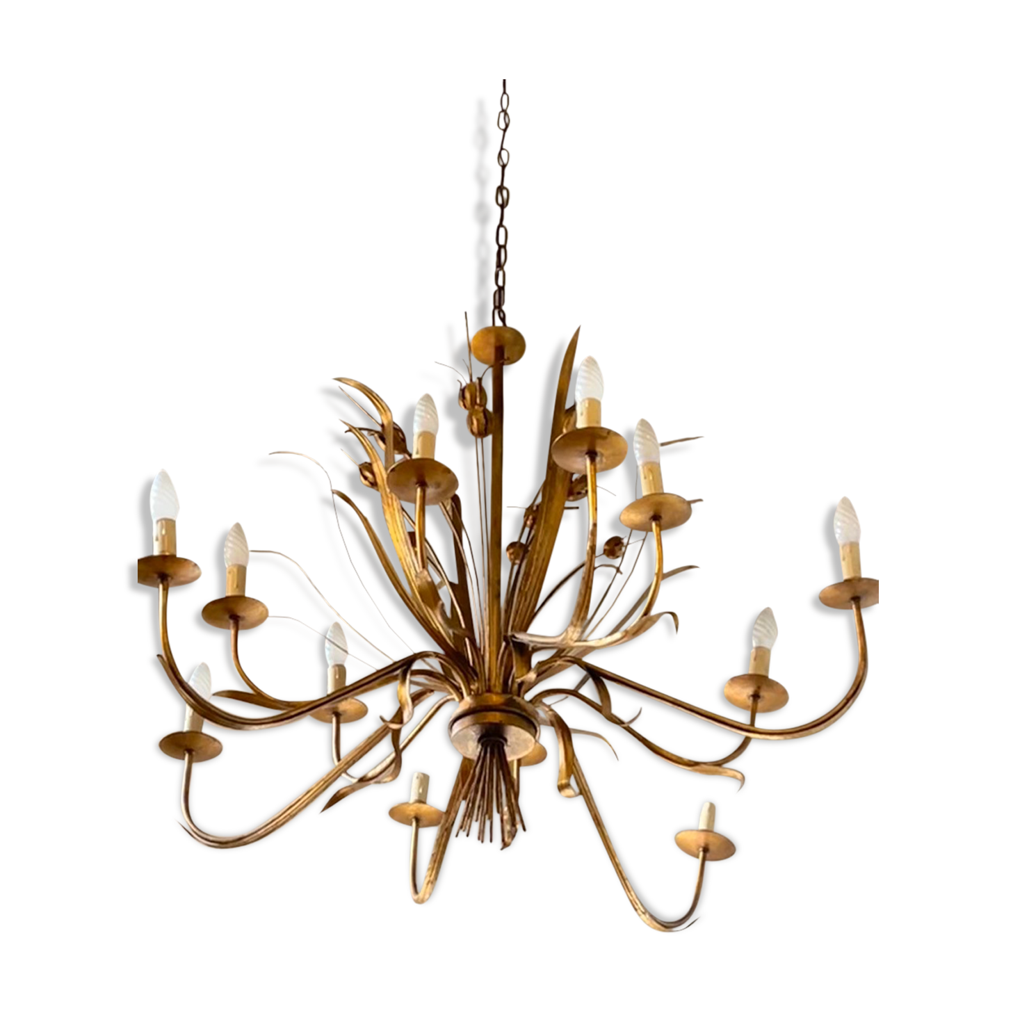 Chandelier chandelier 12 burners, in gold metal