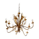 Lustre lustre 12 feux, en métal doré