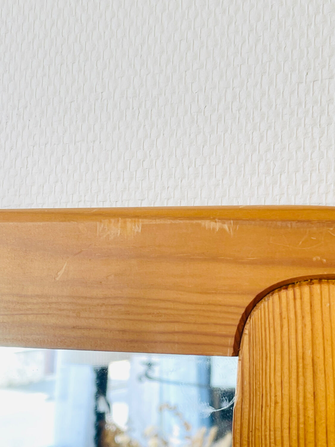 Miroir mural en pin de style scandinave, années 70