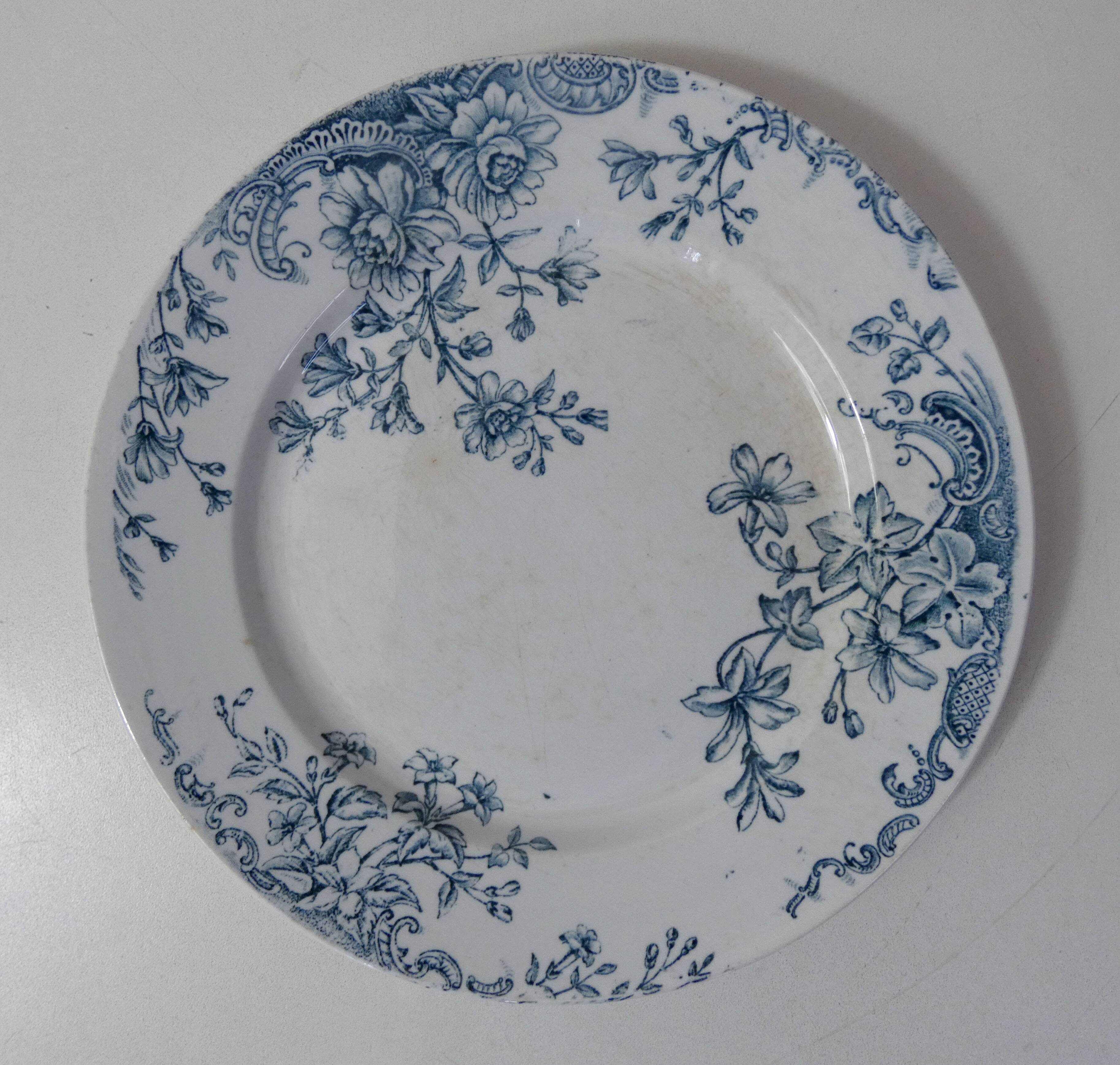 Terre de fer 4 assiettes plates fleurs althaea