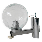 Chrome and molded glass wall lamp, 1970