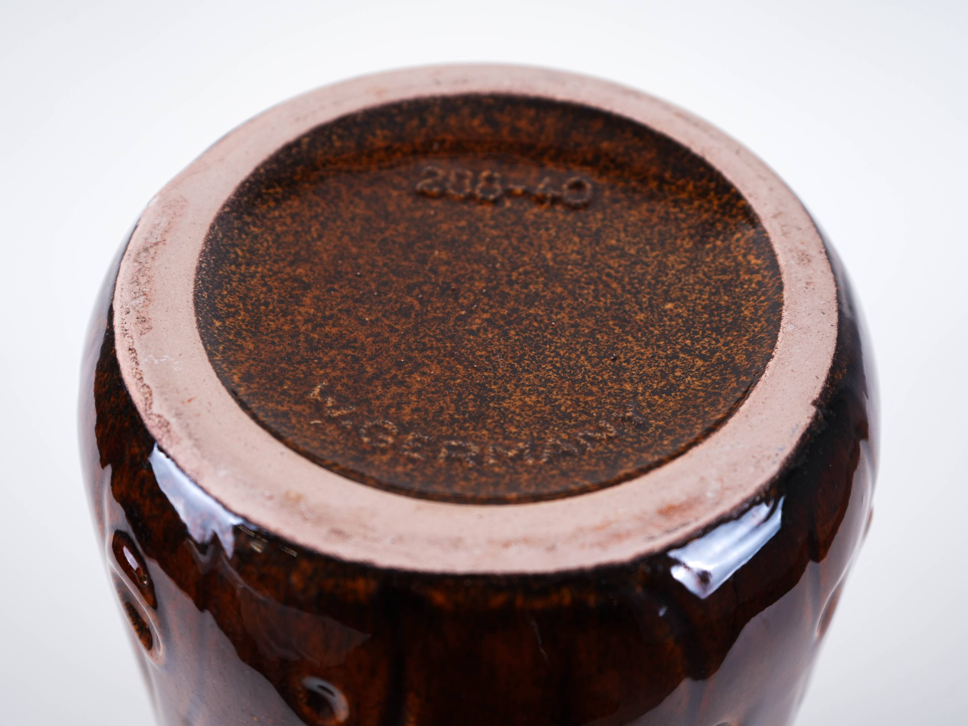 Brown ceramic vase, German design, 1960s, made in West Germany