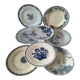 8 assiettes dépareillées en terre de fer bleue, 19ème