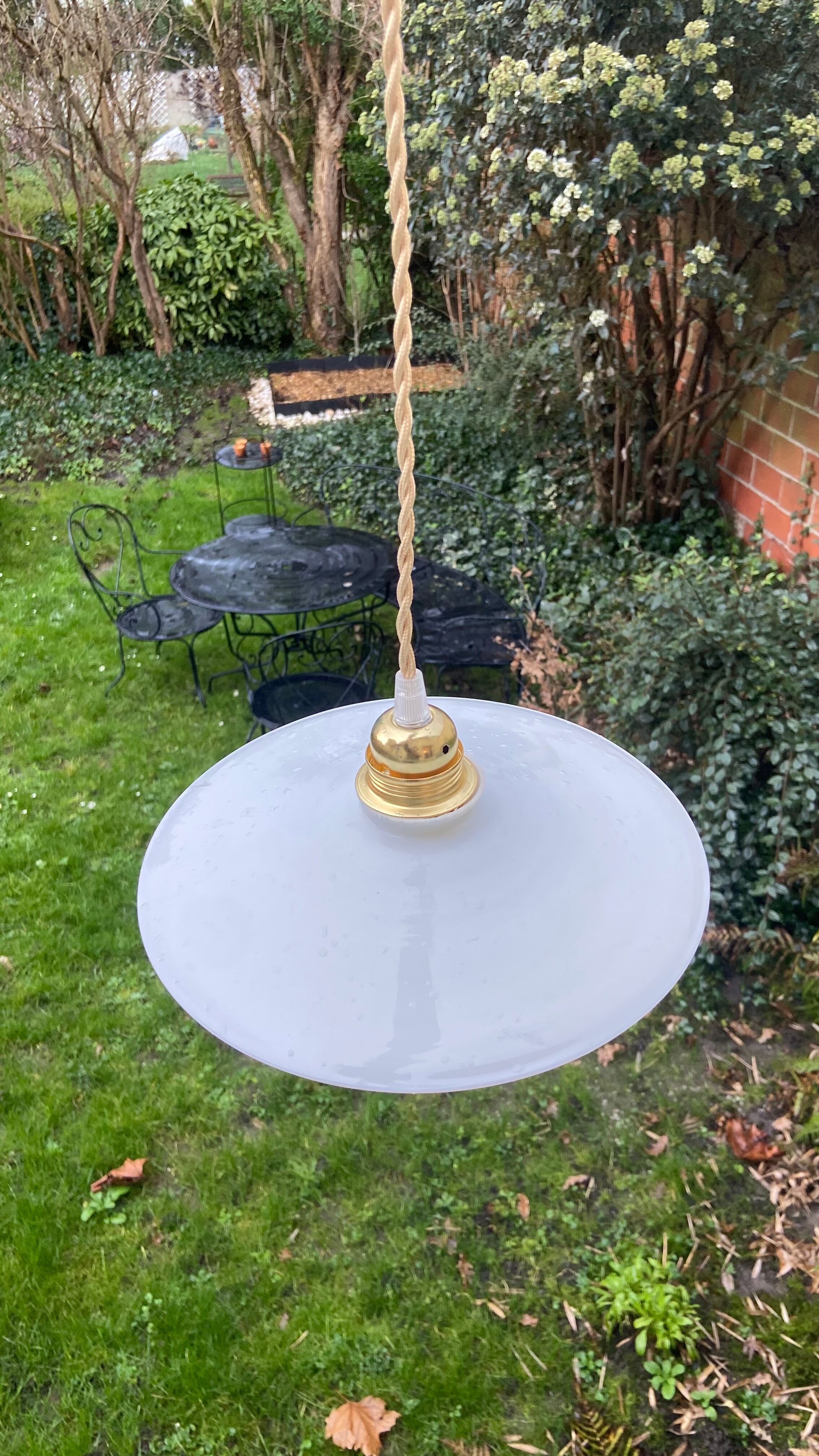 Vintage white opaline pendant light