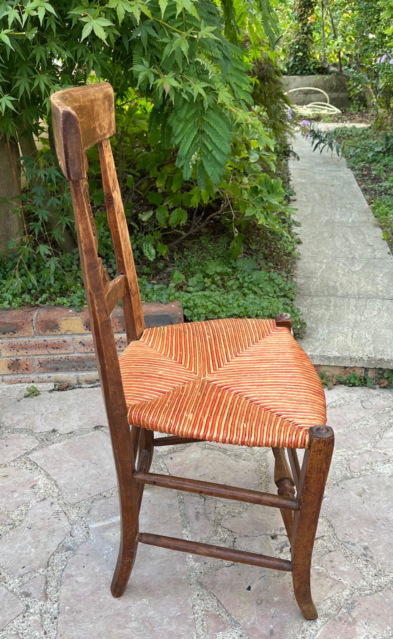 Pair of straw seated chairs