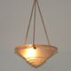 Vintage pink glass lamp with 3 cord hangers and pink ceiling 5001.
