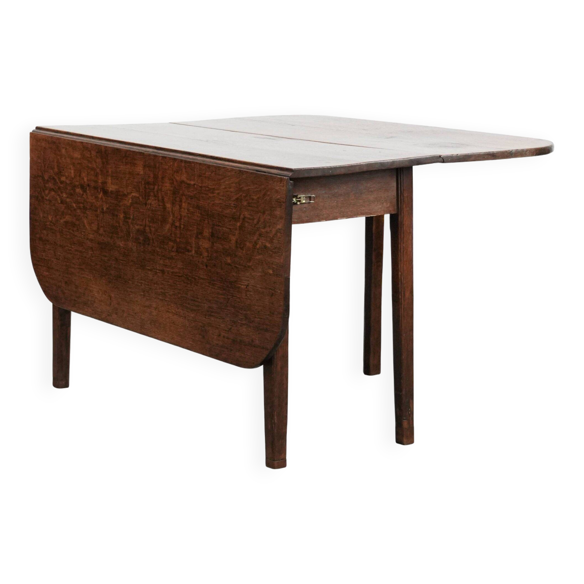Charming antique English drop-leaf dining table made of oak from the late 19th century