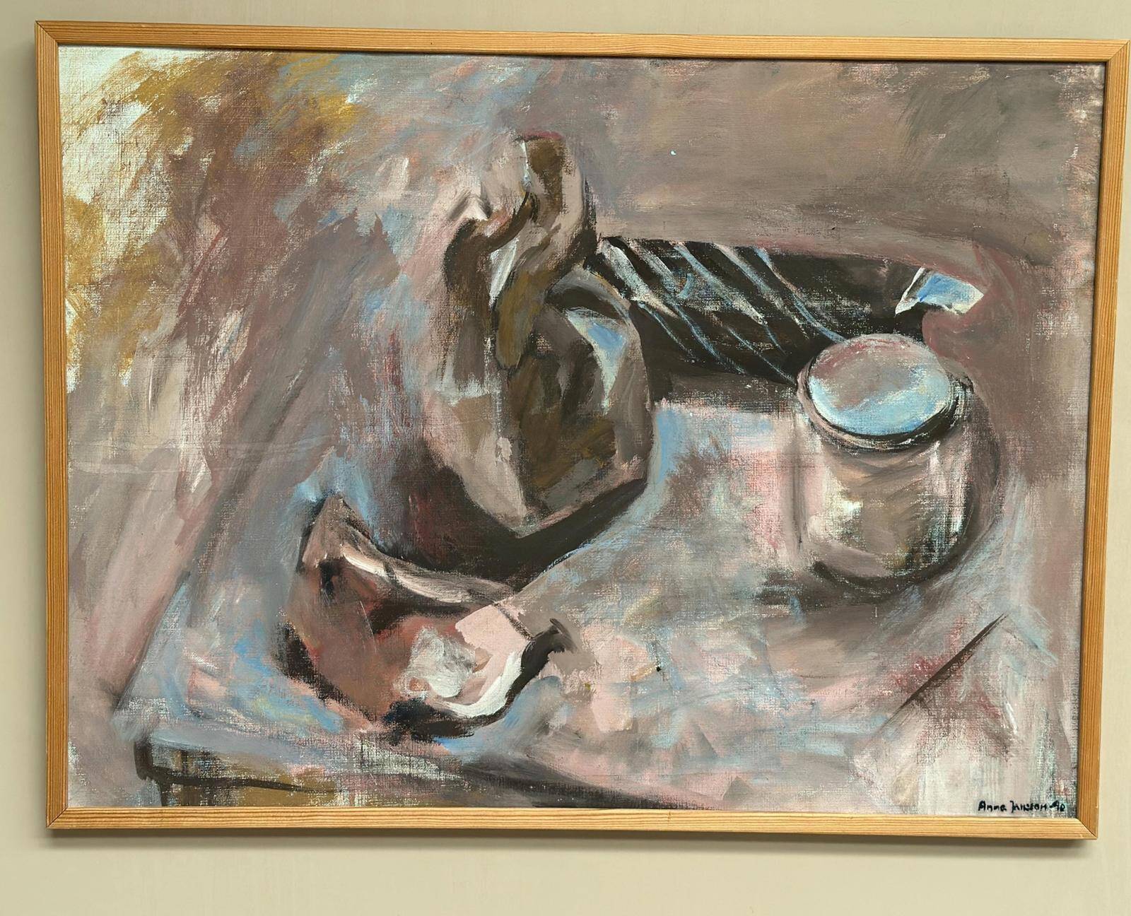 Original Swedish Oil On Canvas – “Stilleben” By Anna Jonsson – Vintage & Framed – 56.5 × 75.5 Cm (22.2" × 29.7")