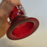 Bougeoir en verre d'art rouge