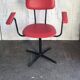 Set de 2 chaises de bureau pivotantes rouge et noir en skaï et métal, années 1960