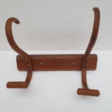 Antique wooden coat rack equipped with 2 parrot heads, walnut color
