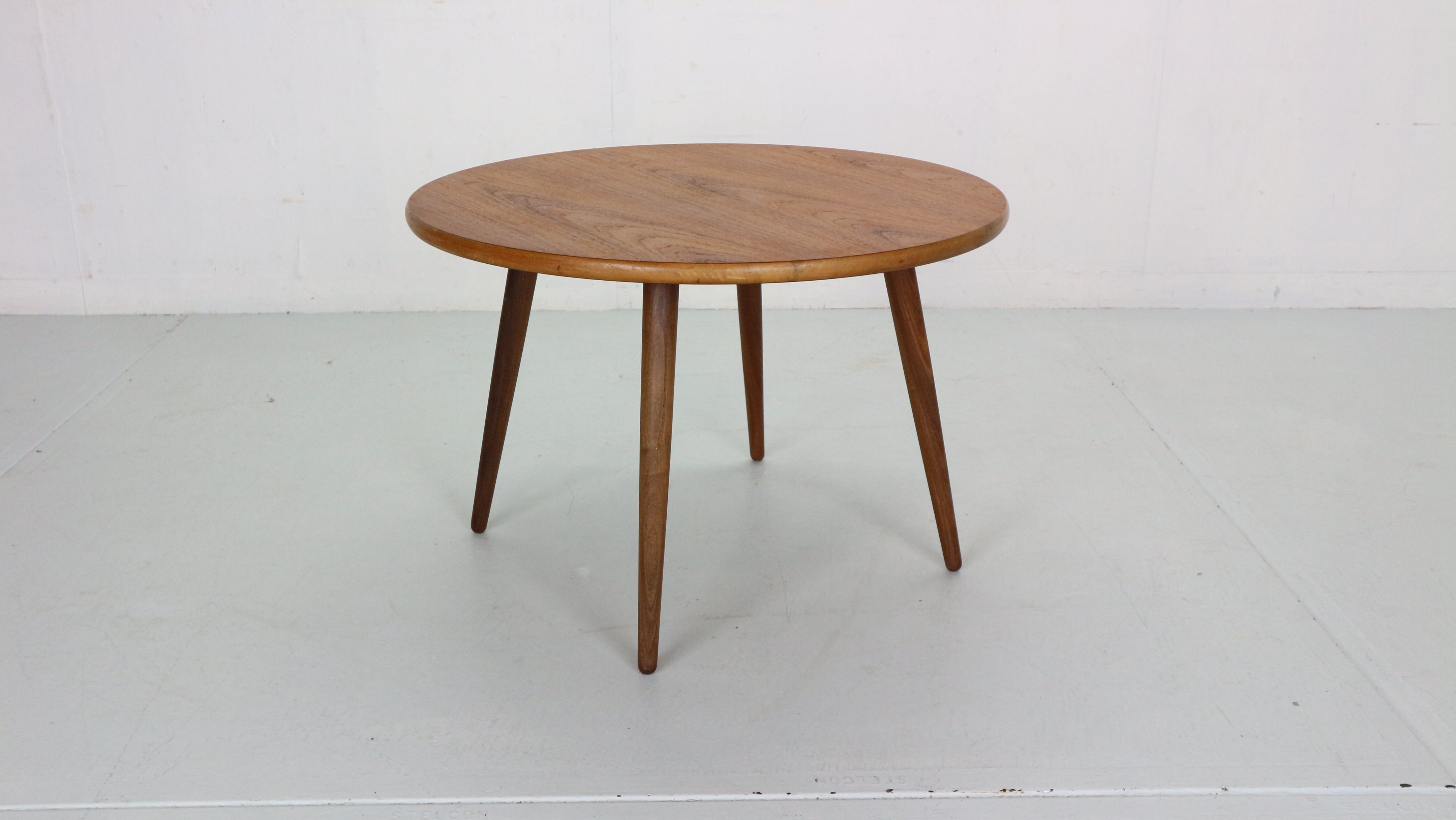 Scandinavian modern teak round coffee table, 1960's denmark