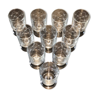 Lot 10 glasses decorated Luminarc model Sweden or Cavalier