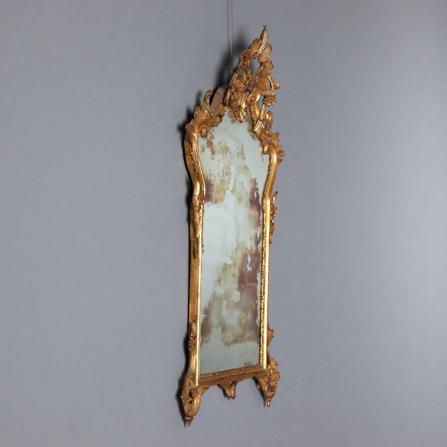 Antique baroque-style wooden mirror Italy 20th century