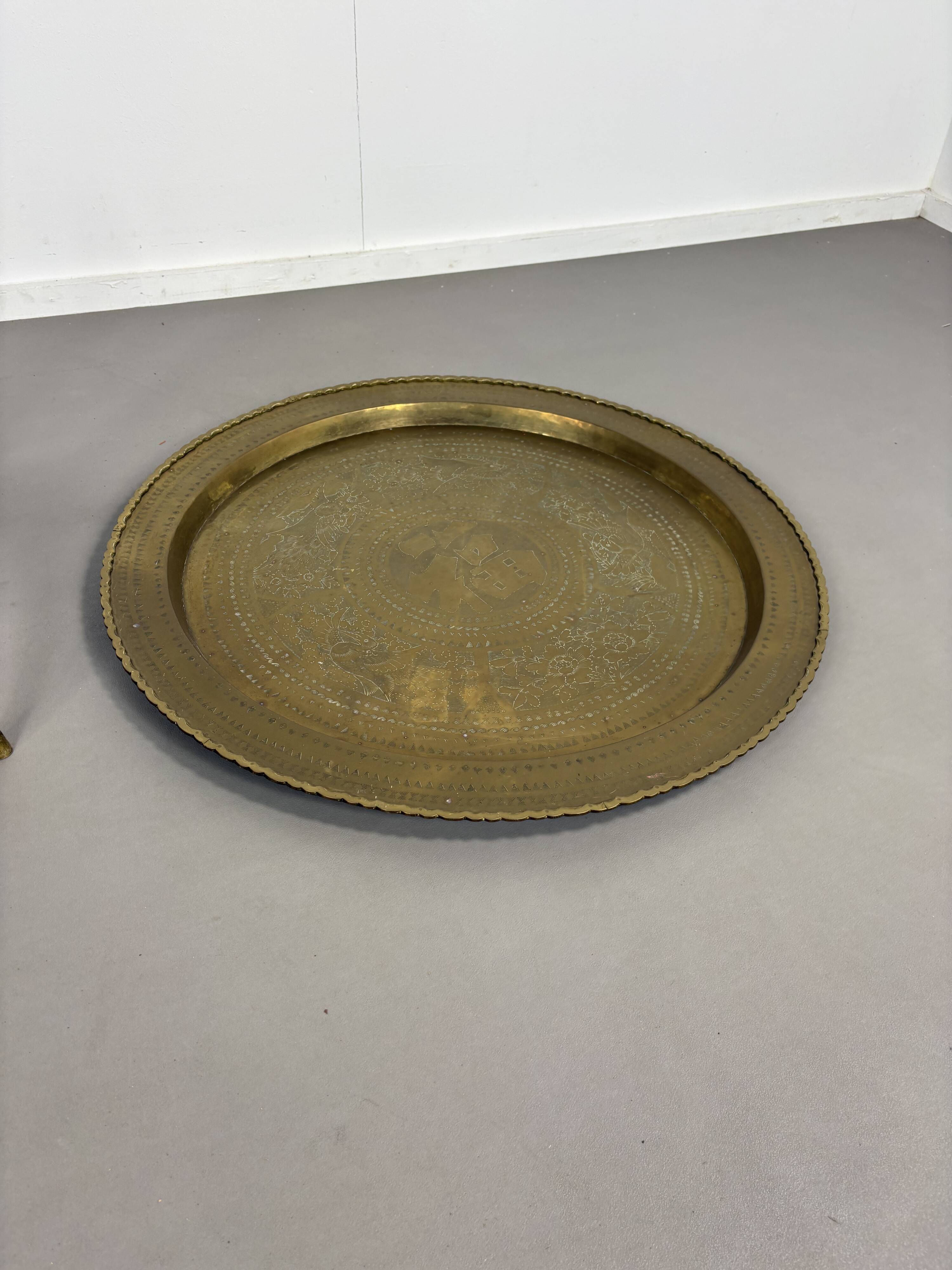 Spider Base Coffee Table with Brass Tray Top
