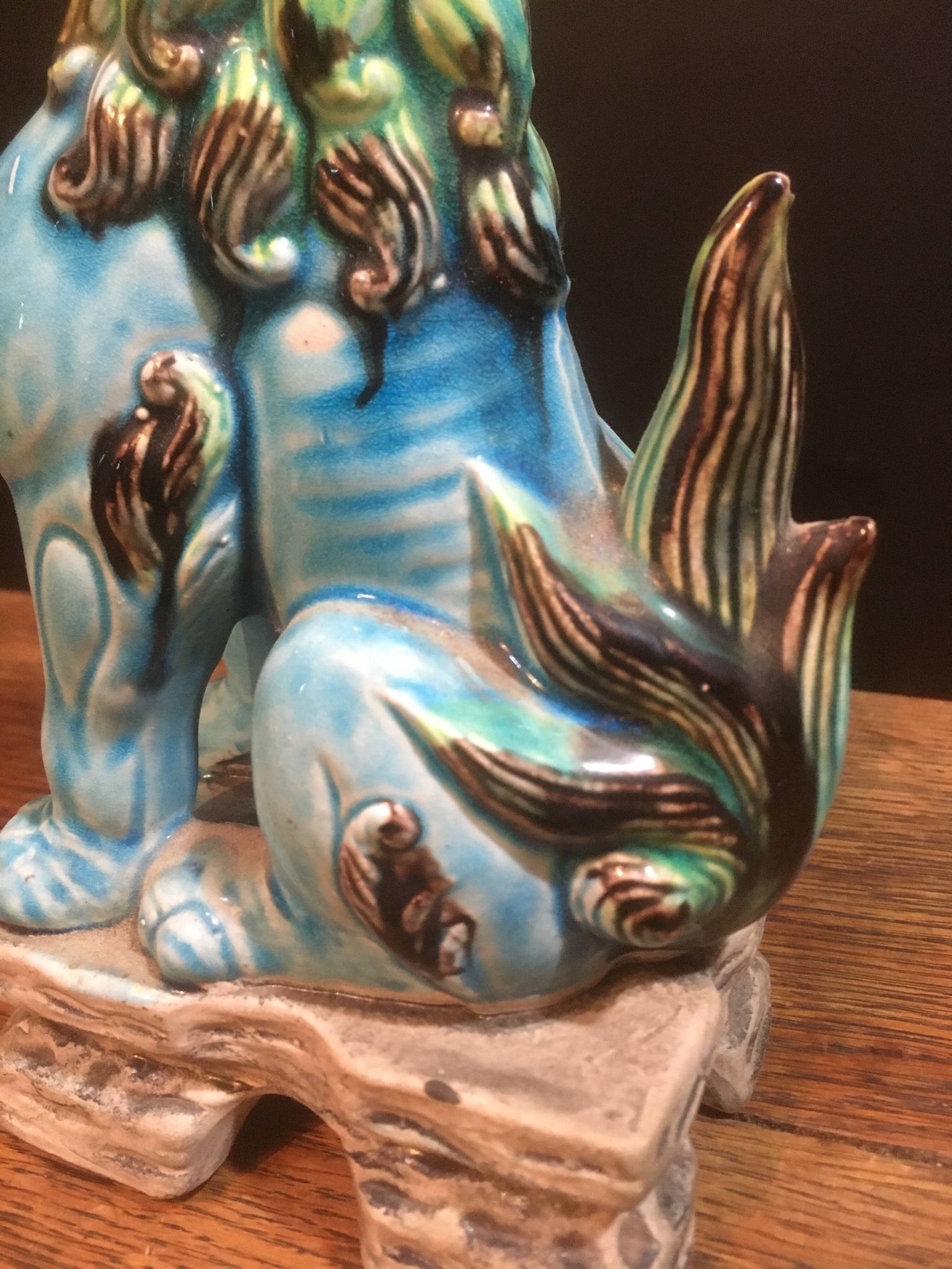 Chien de Foo Japon en céramique bleu