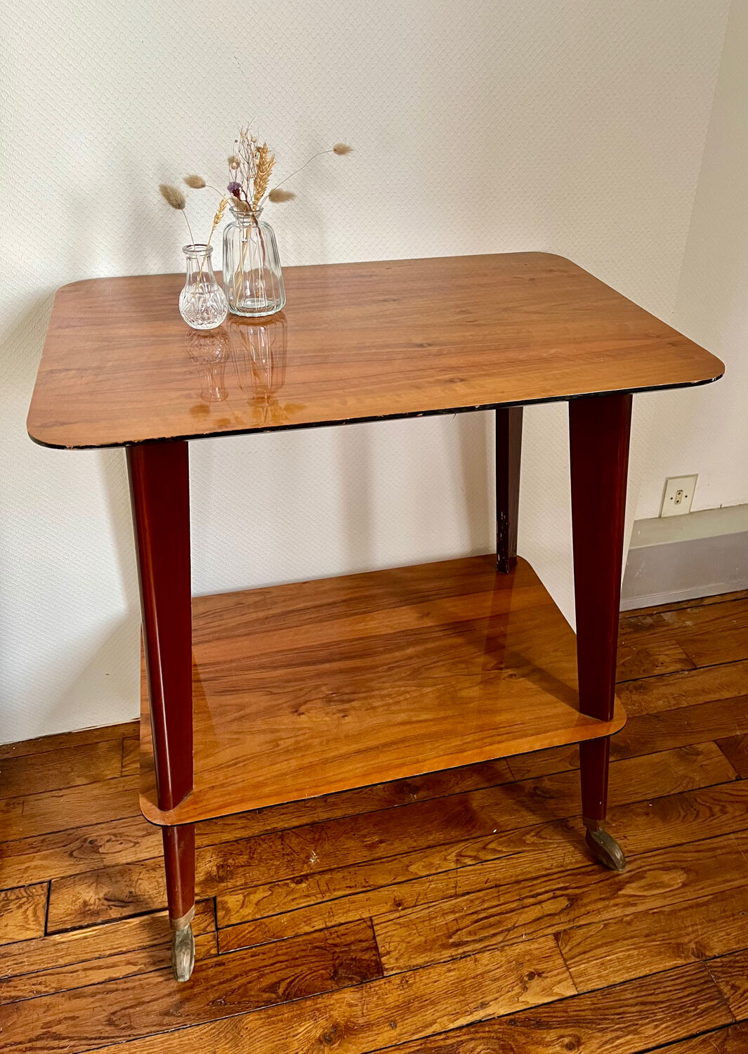 Vintage compass foot serving table 1950