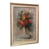 Still life painting with a vase of flowers by Osman DE Scolari (Palermo, 1908 - Florence, 1998)