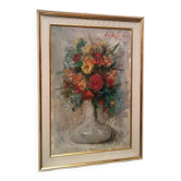 Still life painting with a vase of flowers by Osman DE Scolari (Palermo, 1908 - Florence, 1998)