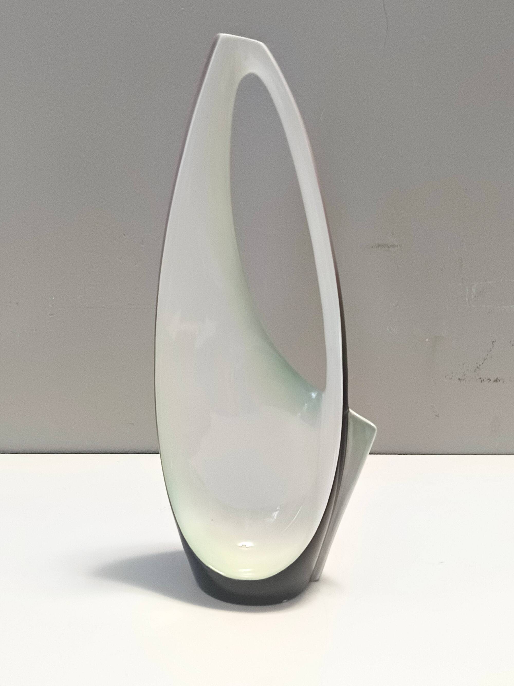 Purple, Pink and White Hand-Painted Ceramic Vase by Ariele, Turin, Italy