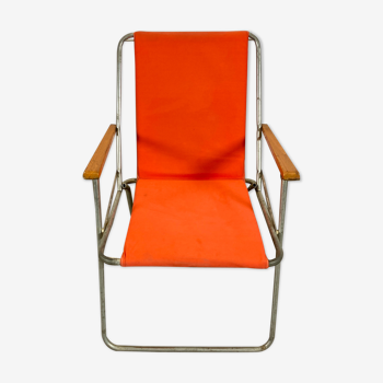 Fauteuil de camping vintage orange pliant