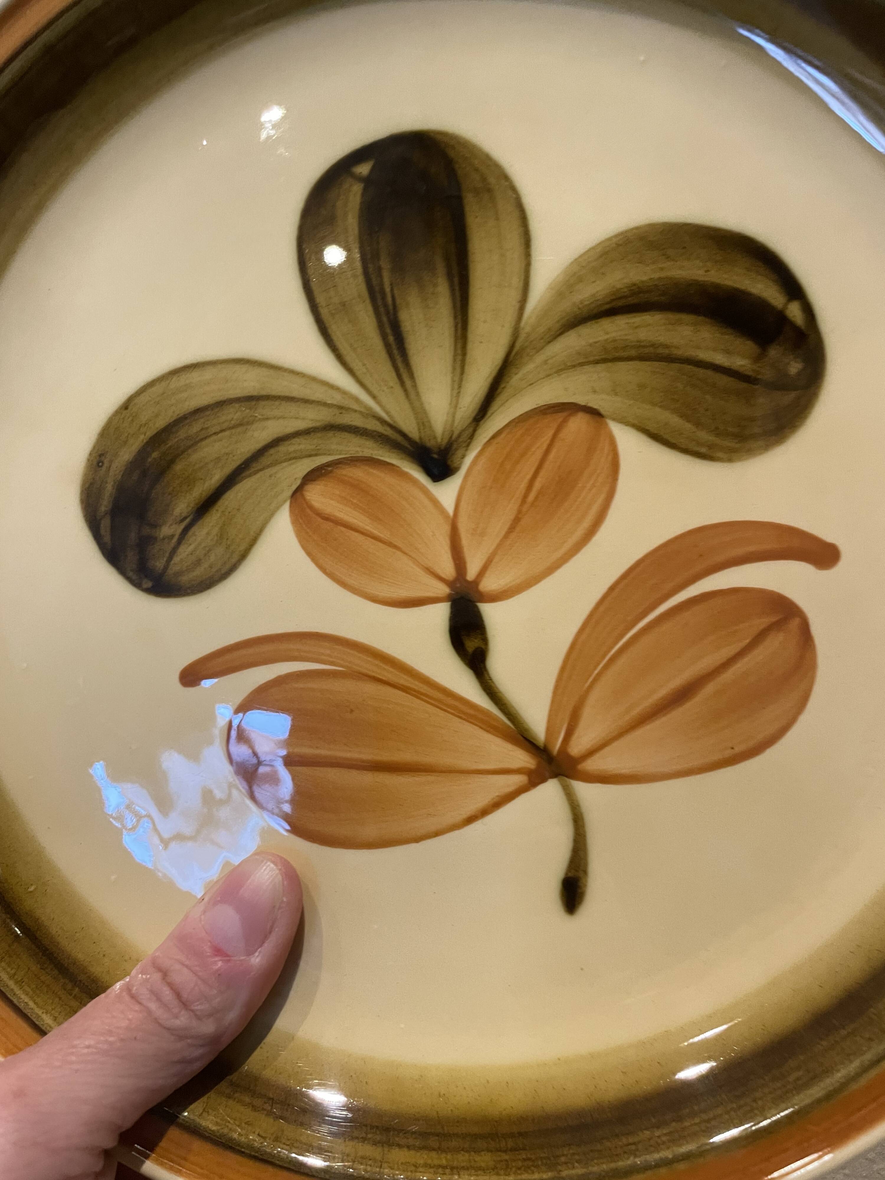 6 Gien earthenware dinner plates, Fuego pattern