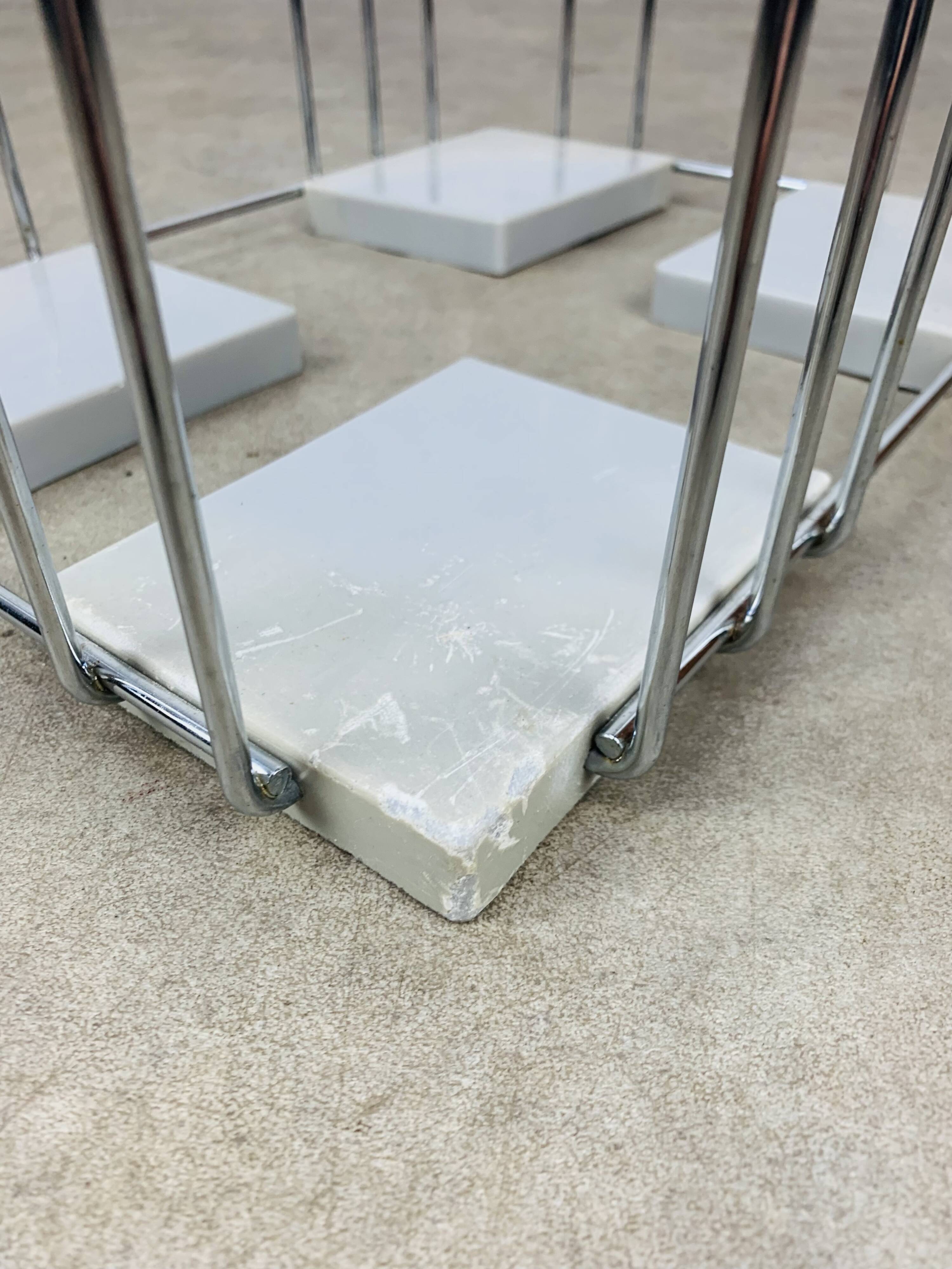 Vintage chrome metal magazine rack