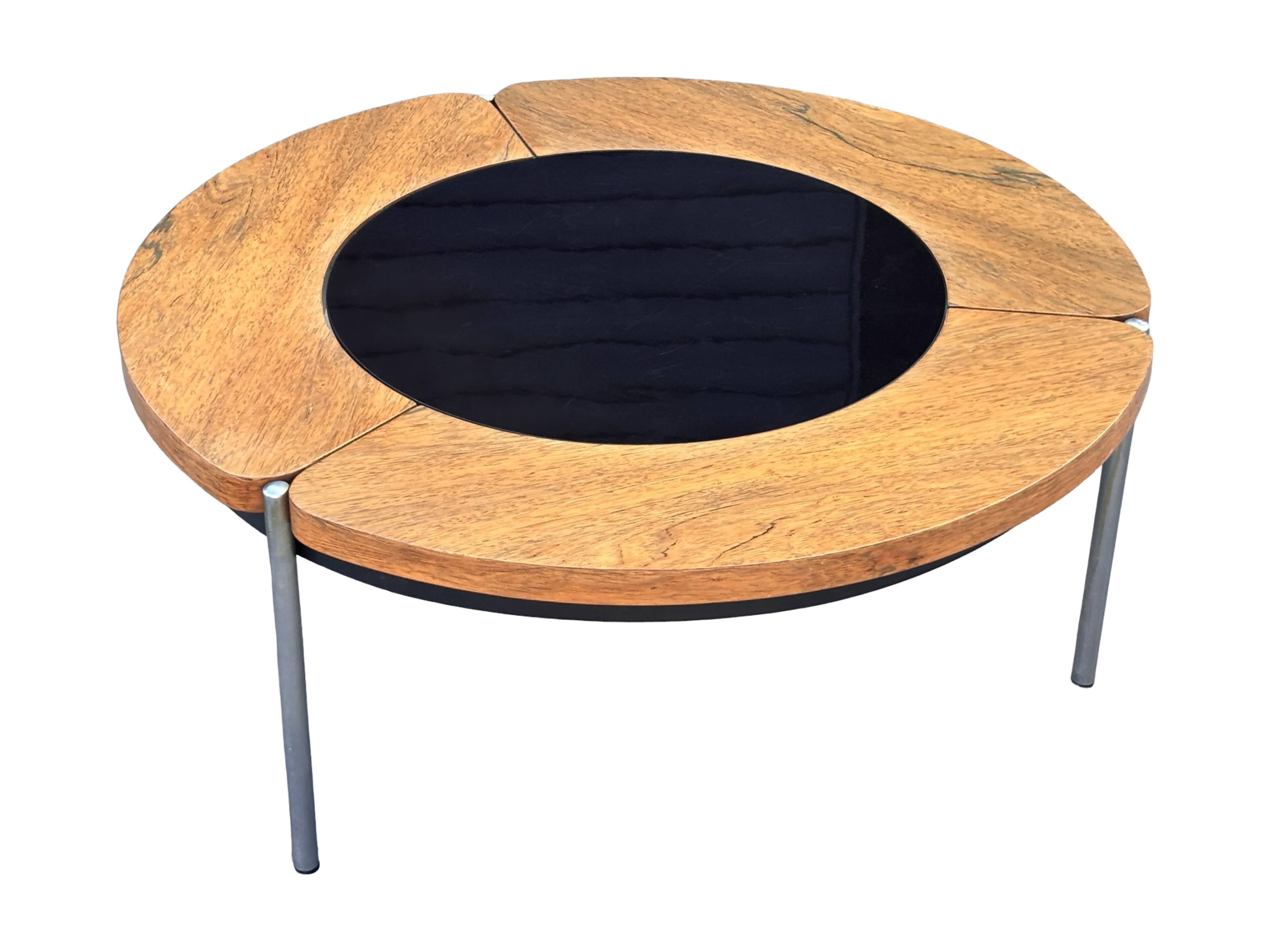 Vintage rosewood coffee table with glass, Denmark, 70s design