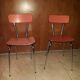 Paire de chaises en formica rouge pastel vintage